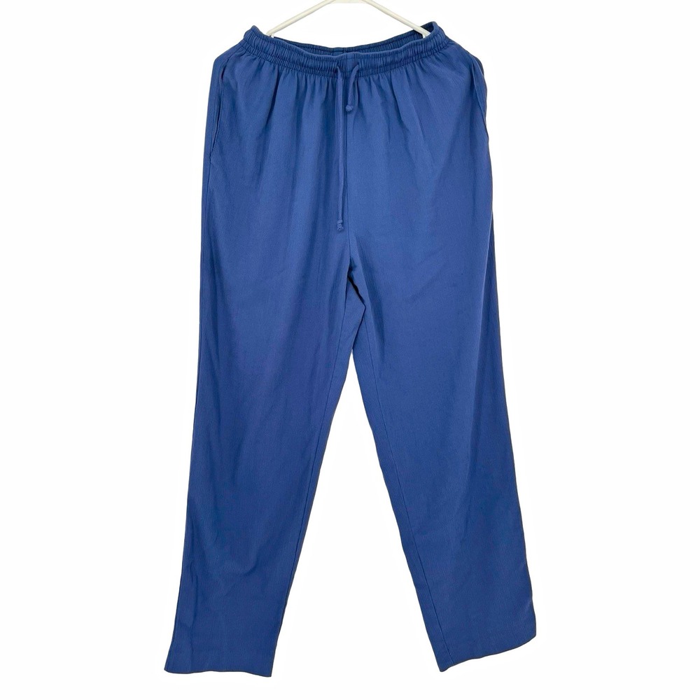 Vintage Alfred Dunner Womens 14 Blue Pull On Pants Elastic Waist Made in USA